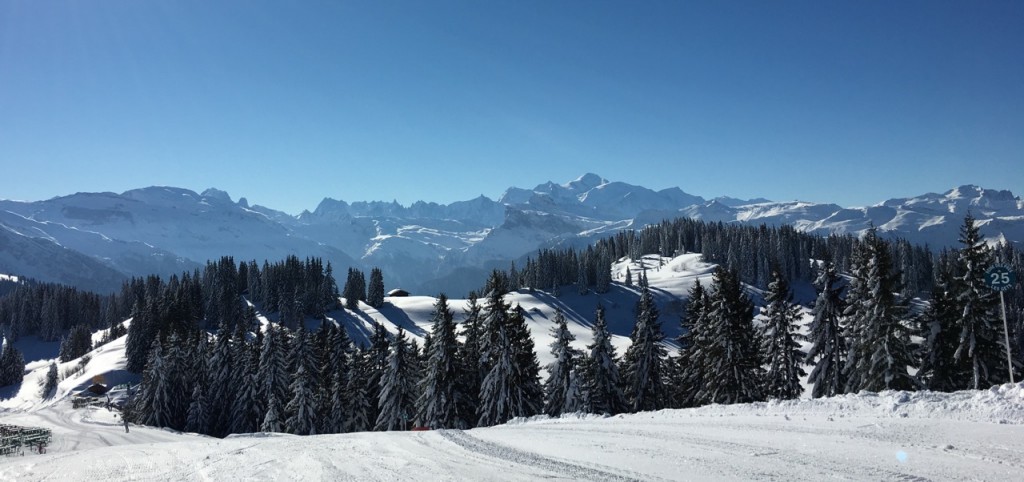 We are falling in love with Les Gets and these amazing views of Mont Blanc from La Rosta.