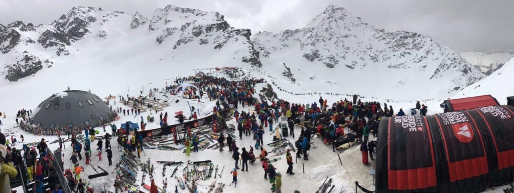 Panorama of the Col des Gentianes and Bec des Rosses in the distance at the Xtreme Verbier - Freeride World Tour 2016