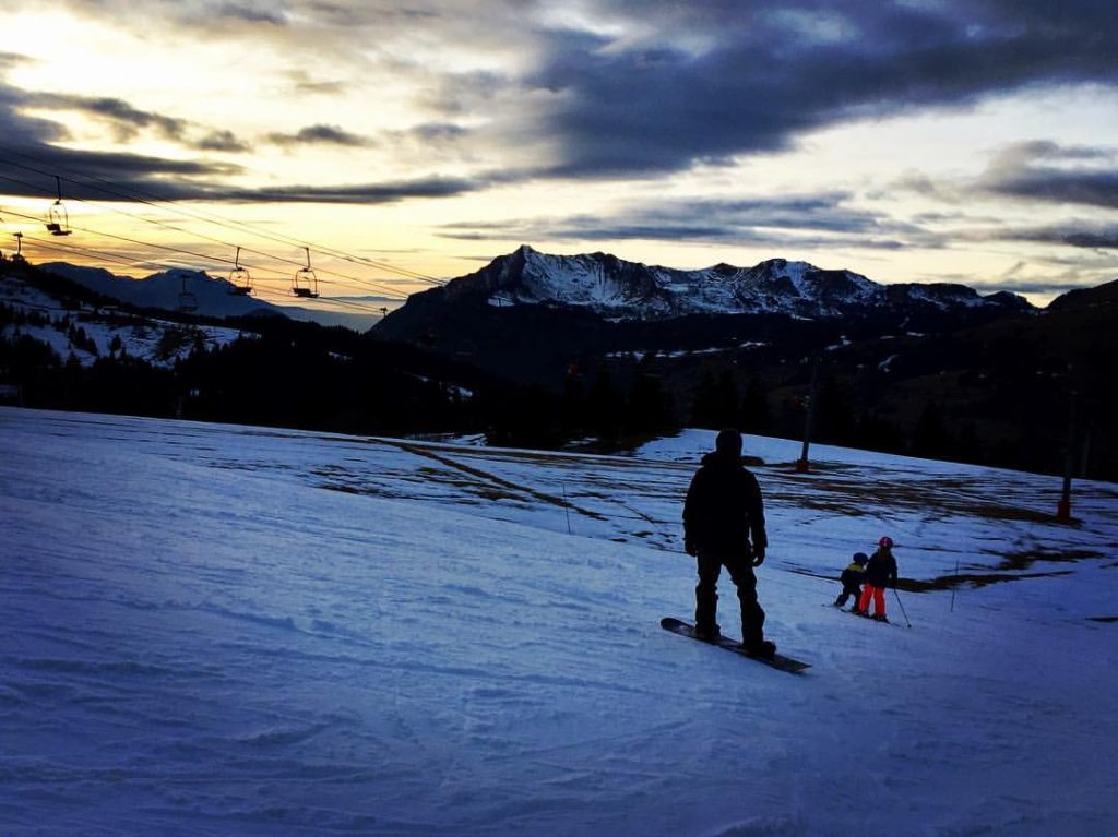 Sunset on the slopes of Les Gets, Christmas Day 2016.