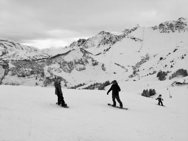 James and the kids on our first family snowboarding session of the season.