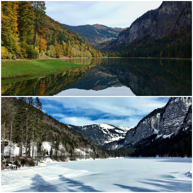 Lac Montriond in Autumn and Winter.